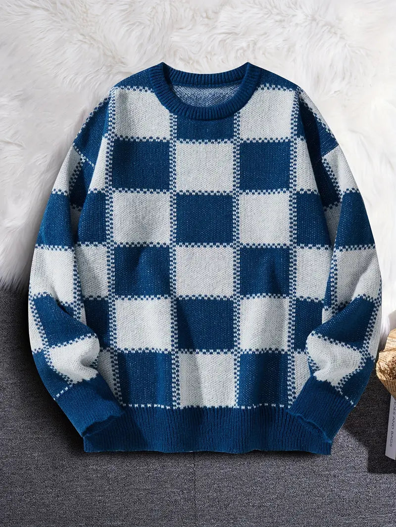 Pull-over à motif échiquier pour hommes