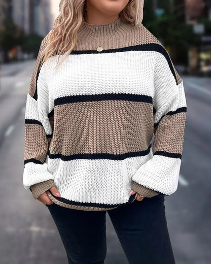 Modischer Pullover Drop Schulter Kontrast - IdealeKleiden