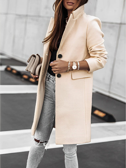 Manteau long élégant pour femme avec boutons, style classique