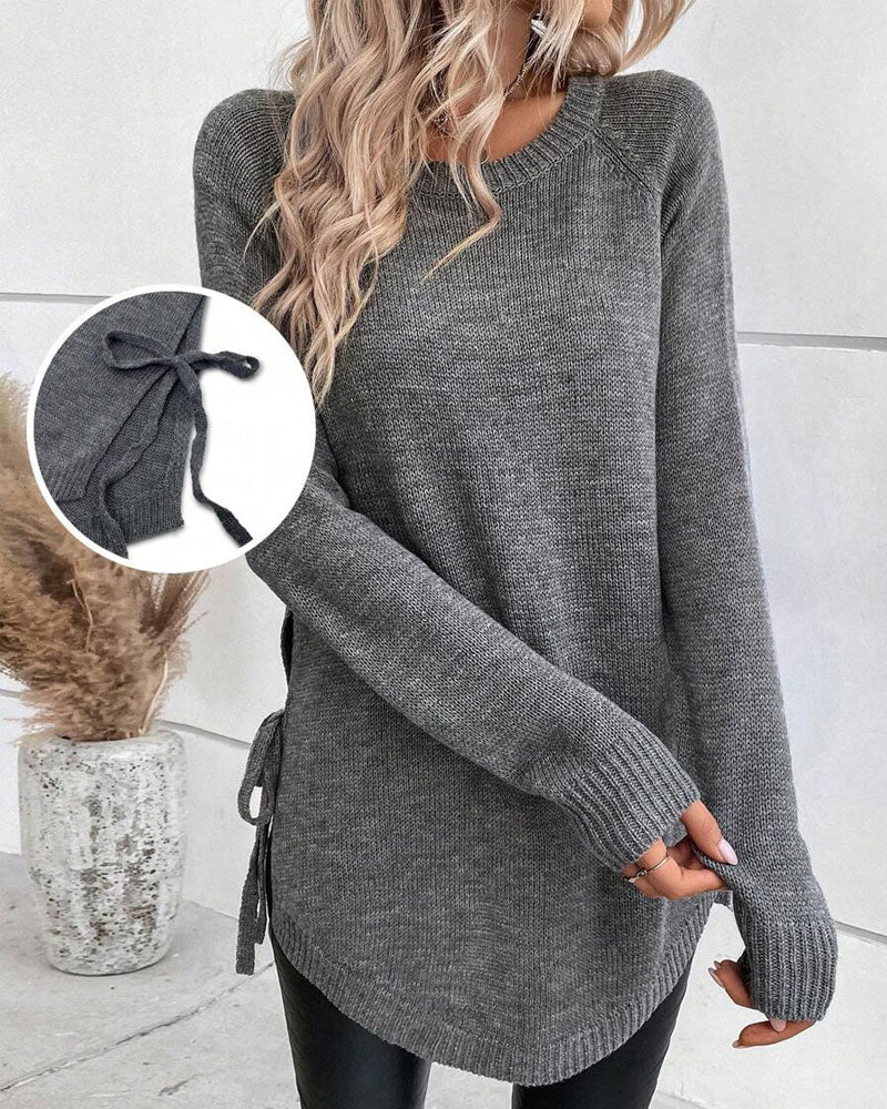Vêtements à la mode pour femmes, manches raglan, détail noué