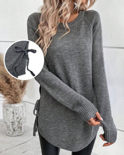Vêtements à la mode pour femmes, manches raglan, détail noué