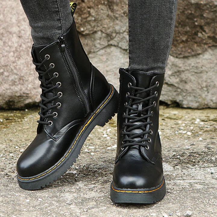 Bottes confortables femme lacets fermeture éclair