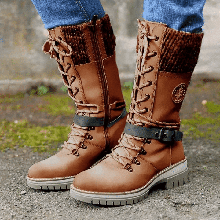 Bottes femme hiver chaud à lacets