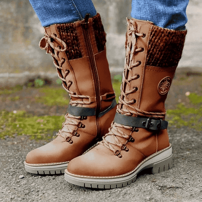 Bottes femme hiver chaud à lacets