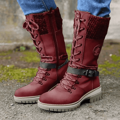 Bottes femme hiver chaud à lacets