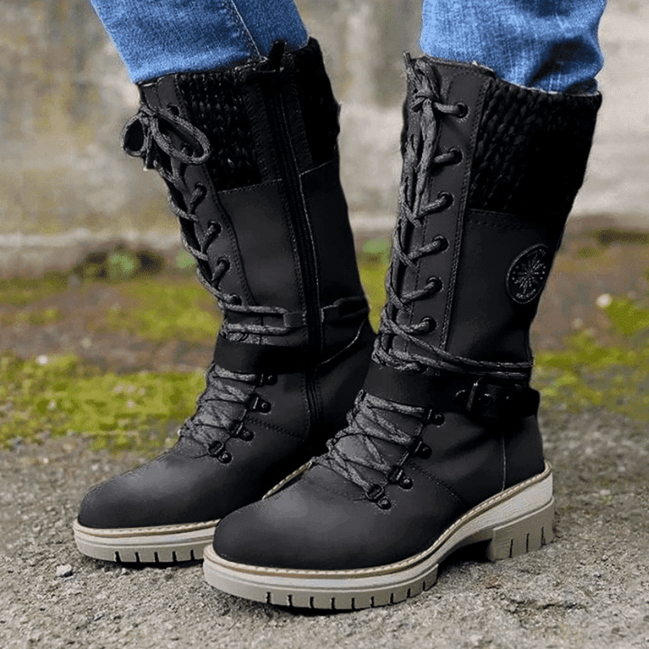Bottes femme hiver chaud à lacets