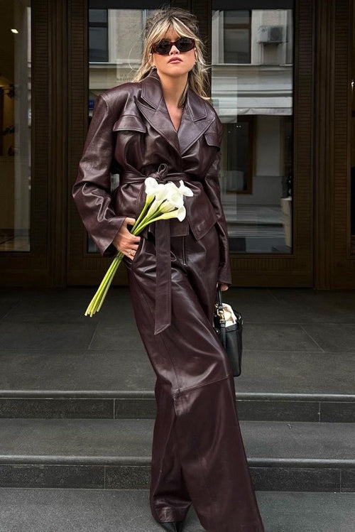 Ensemble élégant blouson cuir femme