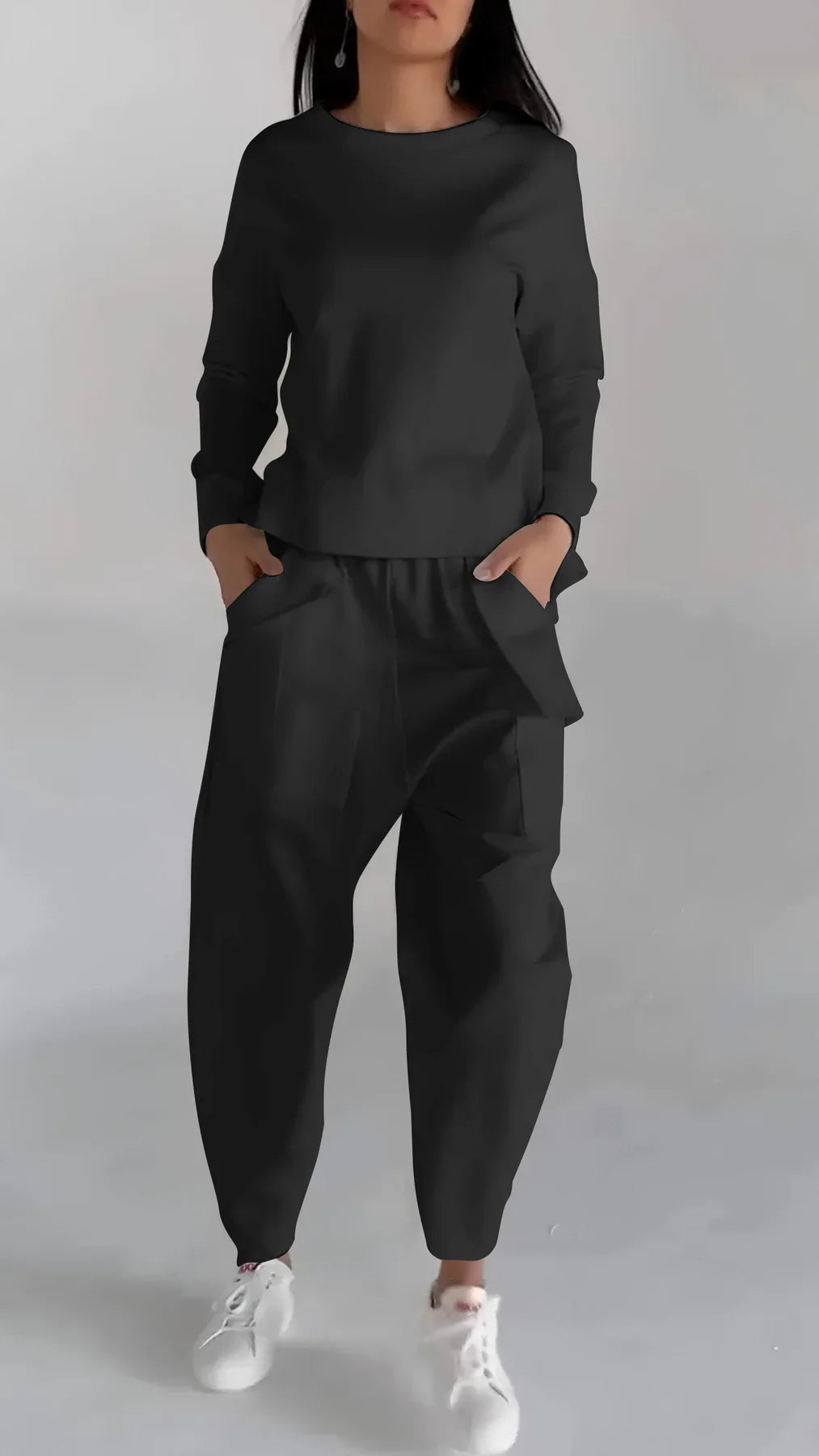 Ensemble deux pièces cachemire femme élégant col rond