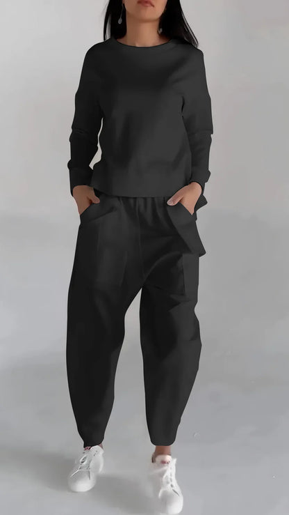 Ensemble deux pièces cachemire femme élégant col rond
