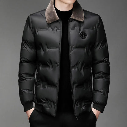 Herren Winterjacke Warm Isoliert Schwarz - IdealeKleiden