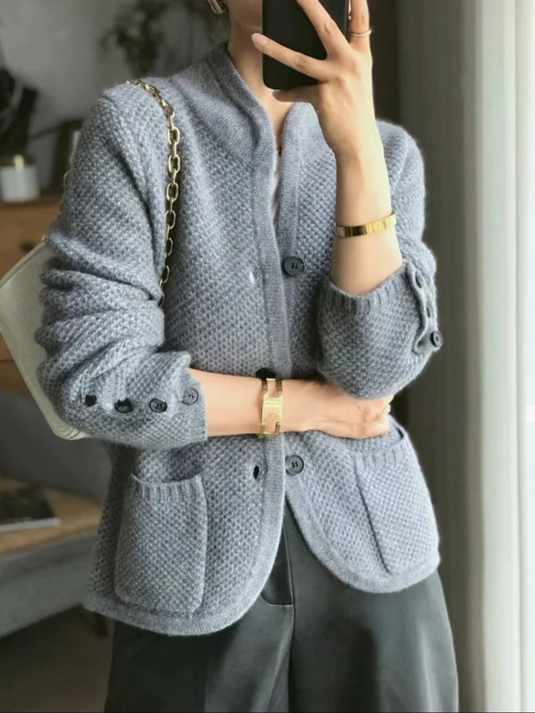 Robe élégante pour femme | Cardigan en maille col montant tendance