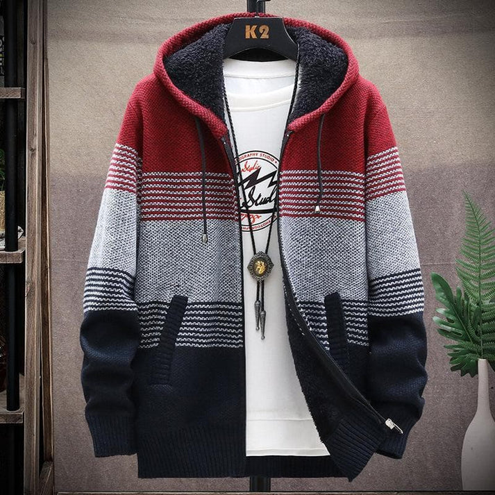 Gilet long chaud à capuche pour homme