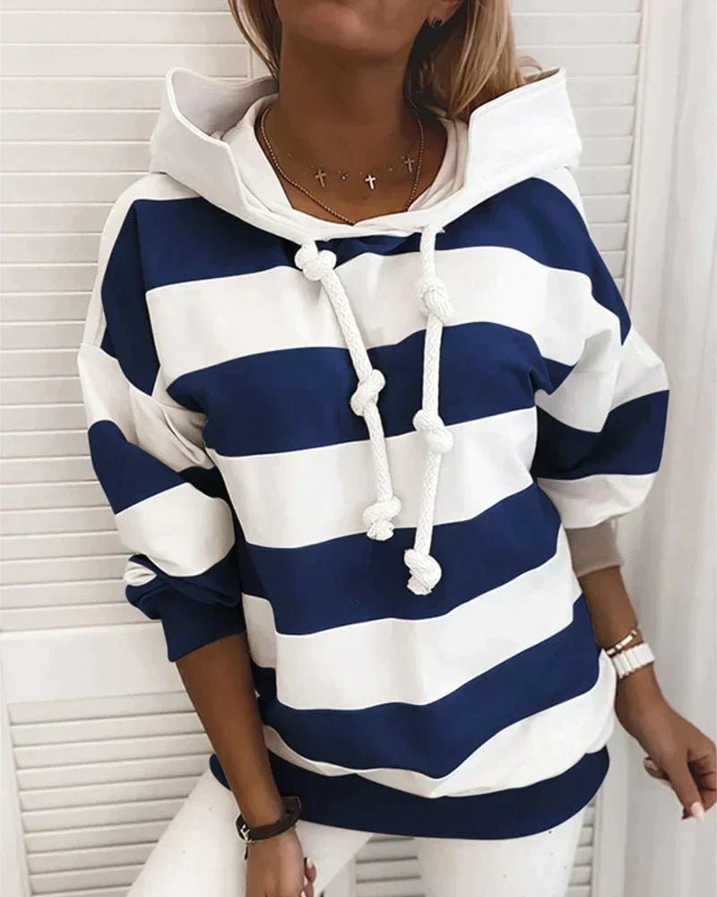 Sweat à capuche femme automne rayé moderne