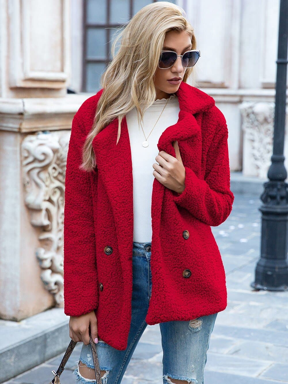 Veste de luxe en polaire teddy, douce et chaude