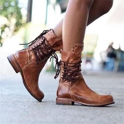 Elegante Stiefeletten Lederschuhe Damen - IdealeKleiden