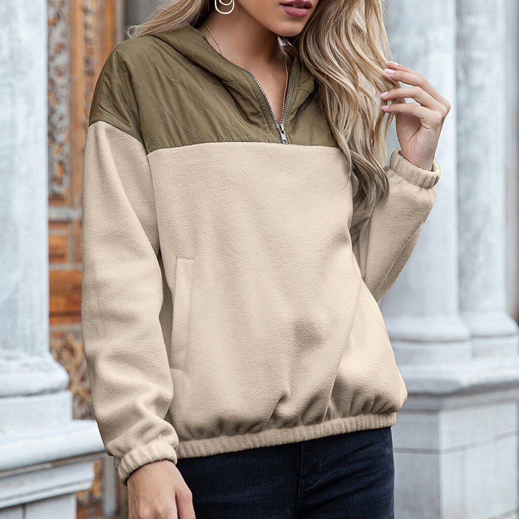 Sweat-shirt douillet pour femme avec polaire et poches