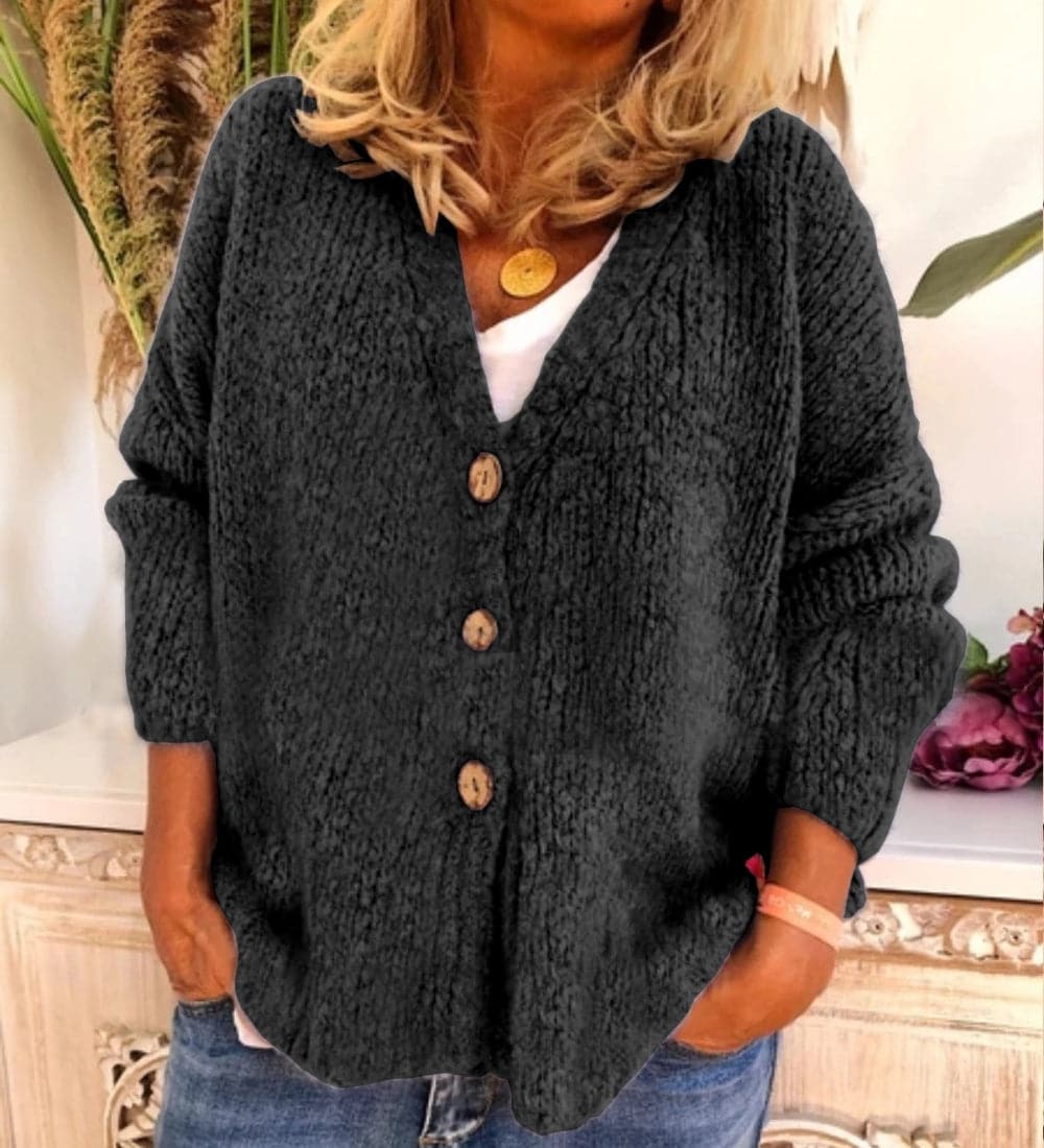 Cardigan ample pour femme, oversize, boutonné, col en V
