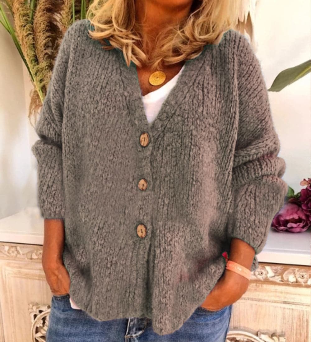 Cardigan ample pour femme, oversize, boutonné, col en V