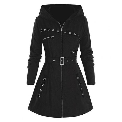 Manteau d'hiver élégant pour femme, noir long