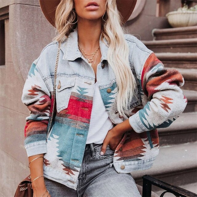 Veste aztèque élégante multicolore aspect vintage