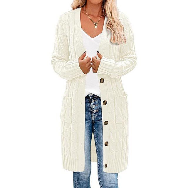 Long cardigan enveloppant femme, maille, design élégant