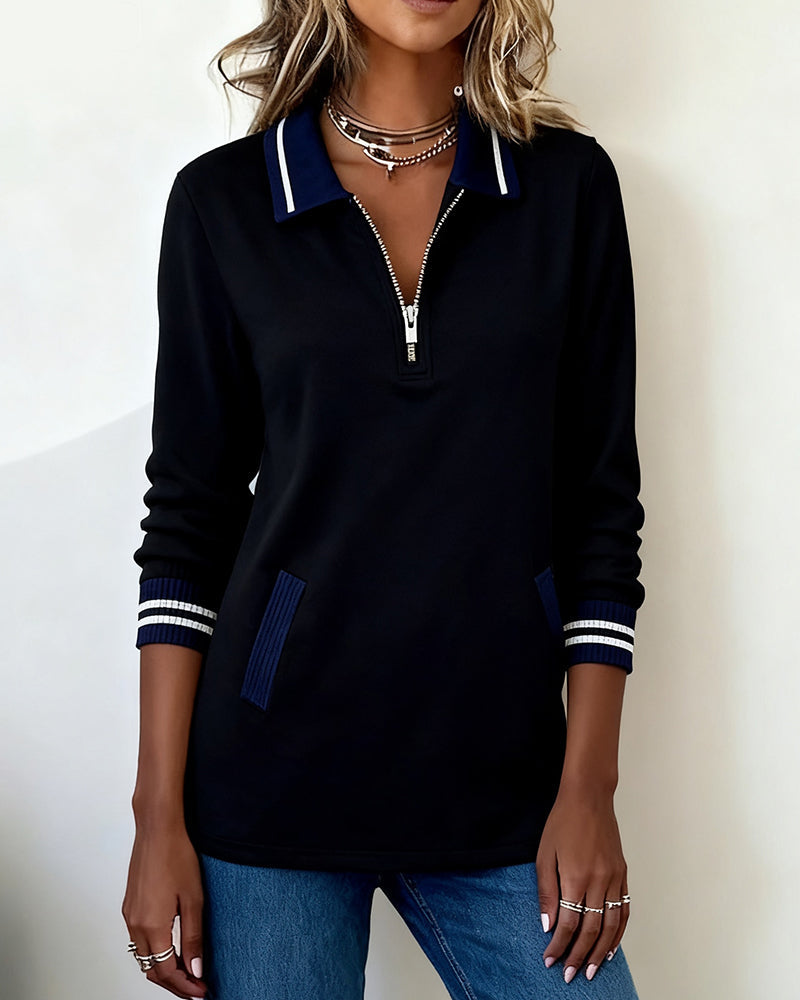 Sweat-shirt tendance à revers contrastés