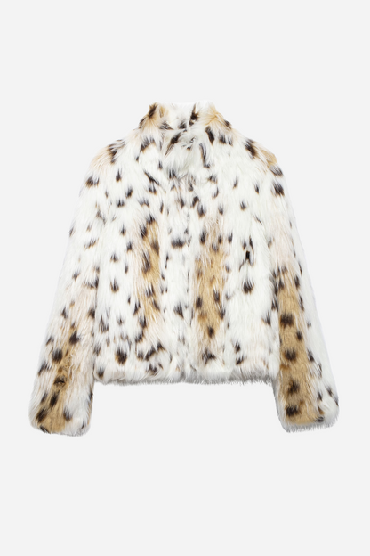 Veste chic en fausse fourrure imprimé léopard