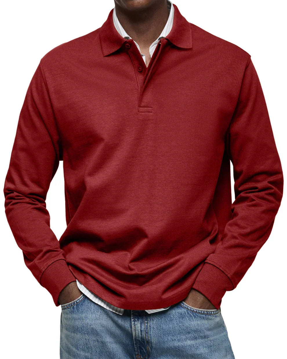 Polo à manches longues élégant homme classique