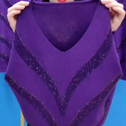 Pull élégant à col en V pour femme, style hivernal et chaud