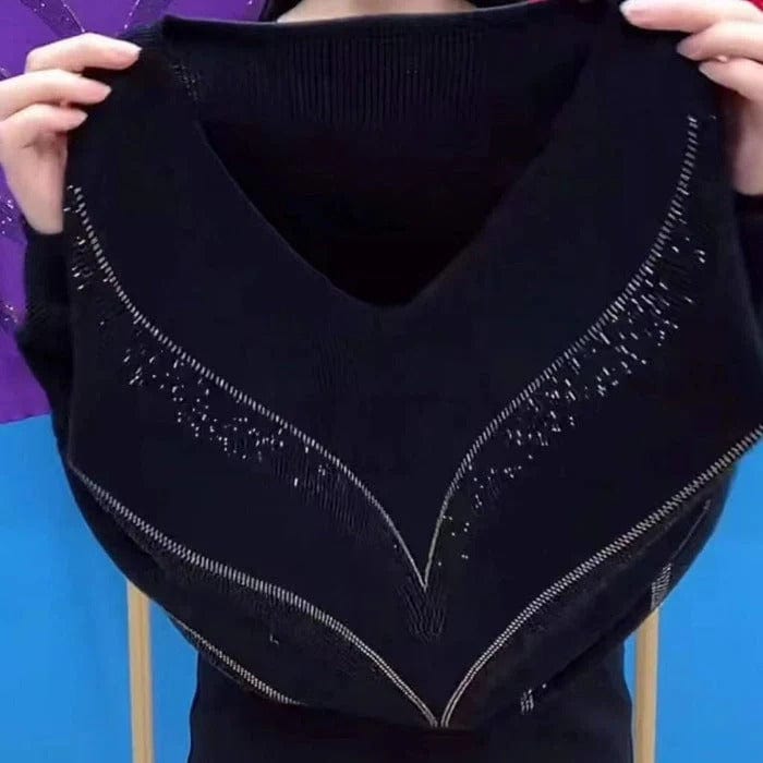 Pull élégant à col en V pour femme, style hivernal et chaud