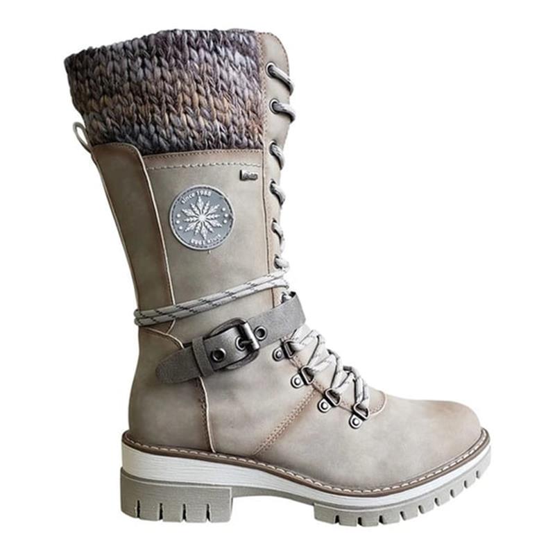 Damen Stiefel Winter Warm Schnürschuhe - IdealeKleiden
