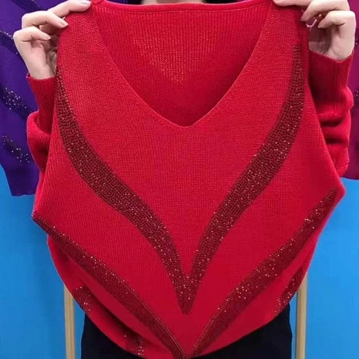 Pull élégant à col en V pour femme, style hivernal et chaud