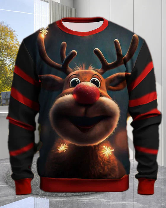 Weihnachtspullover Herren Festlich Rot - IdealeKleiden