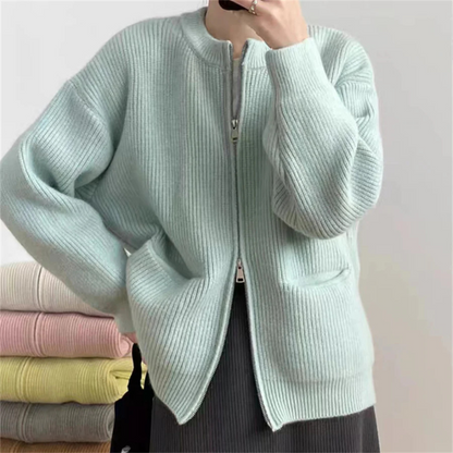 Cardigan zippé oversize pour femme Confort