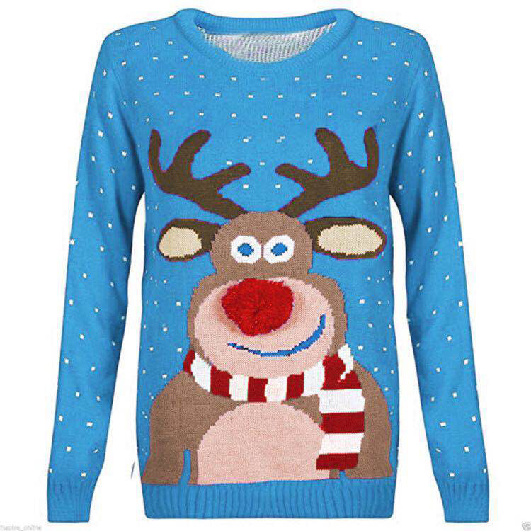 Pull de Noël femme motif renne tricoté