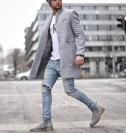 Manteau long homme élégant noir moderne