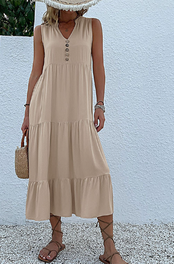 Robe d'été femme, détails à volants, robe décontractée