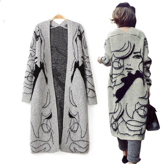 Damen Strickmantel Modern Offen V-Ausschnitt - IdealeKleiden