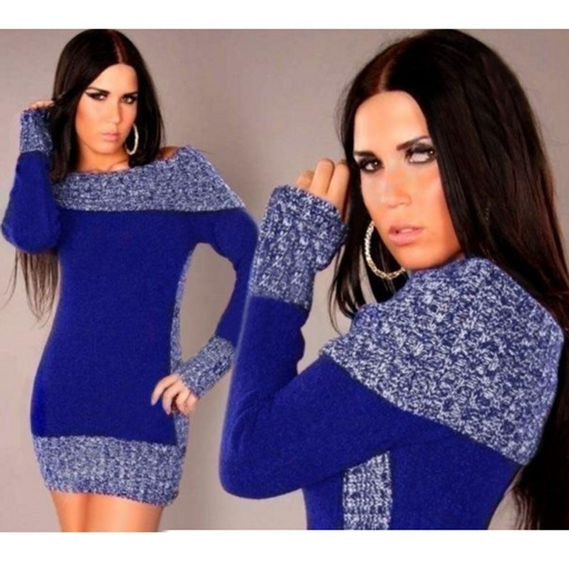 Robe tricotée femme élégante épaules dénudées chic