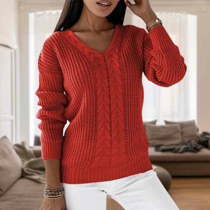Pull en maille élégant col en V femme