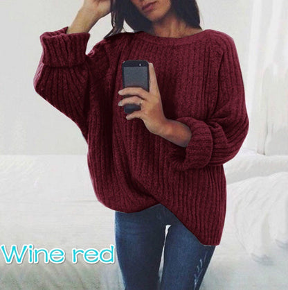 Pull en grosse maille pour femme, coupe ample