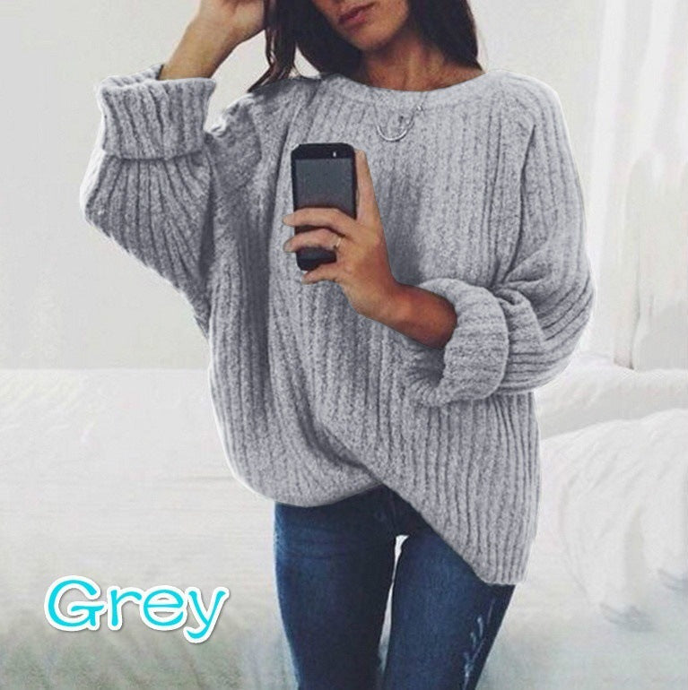 Pull en grosse maille pour femme, coupe ample