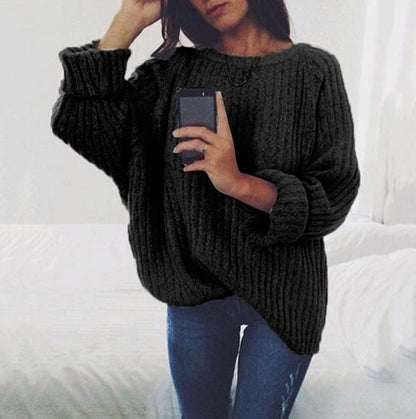 Pull en grosse maille pour femme, coupe ample