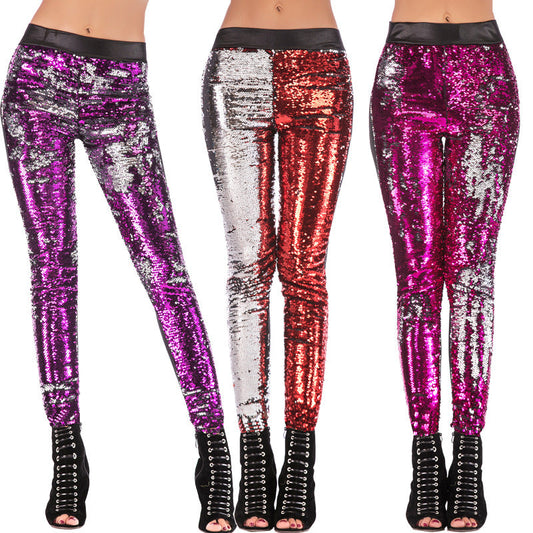 Glamouröse Damen Leggings mit Pailletten Effekt - IdealeKleiden