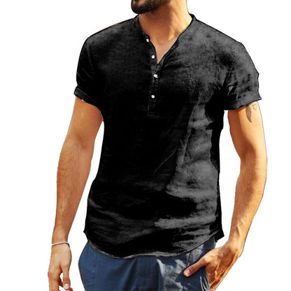Chemise homme manches courtes en coton Col officier moderne