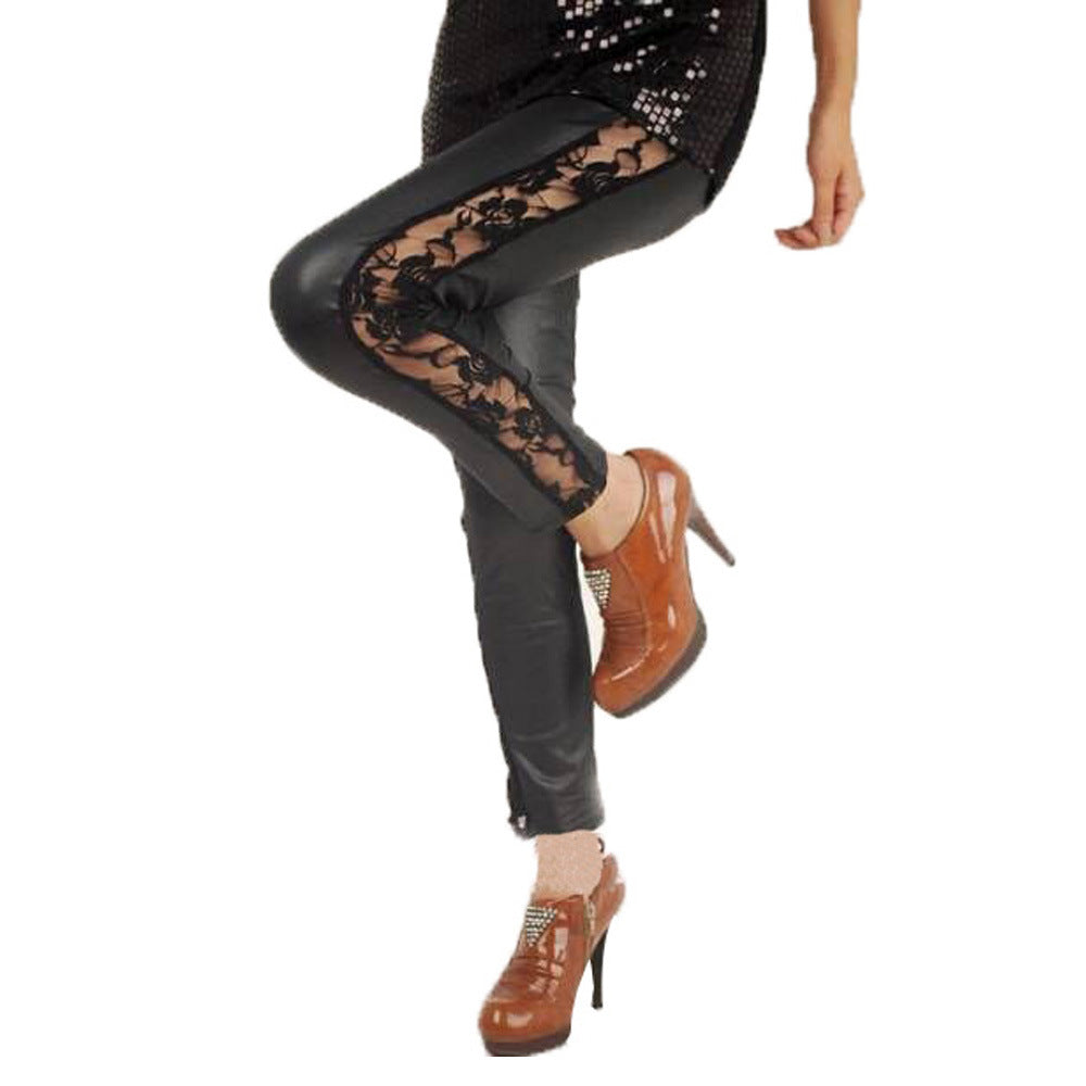 Legging élégant à motif floral en dentelle pour femme