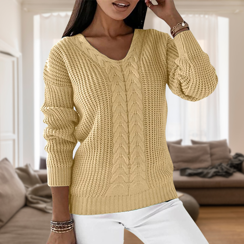 Pull en maille élégant col en V femme