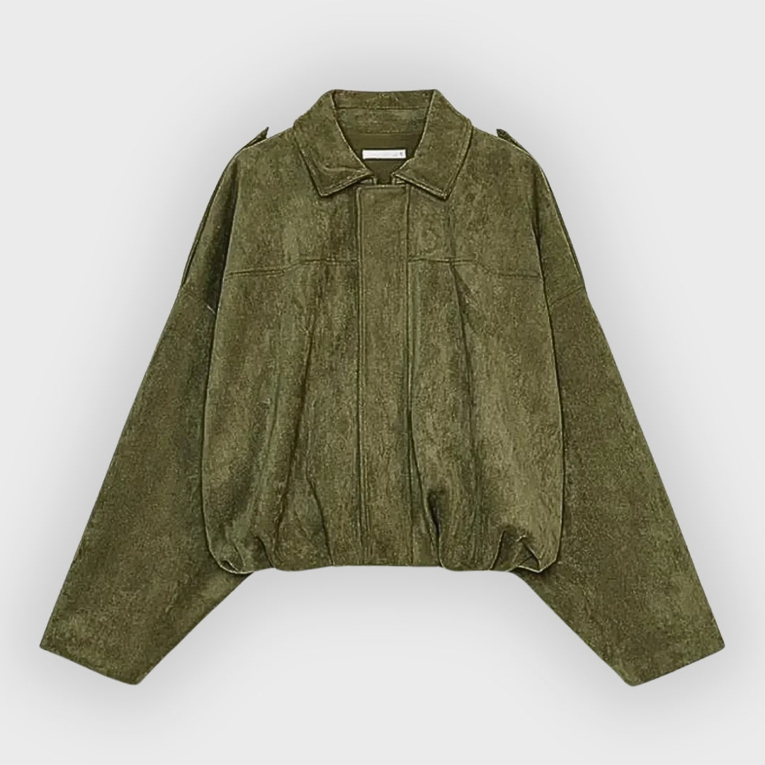 Veste en cuir oversize en daim chaude et élégante