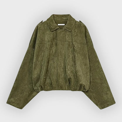 Veste en cuir oversize en daim chaude et élégante