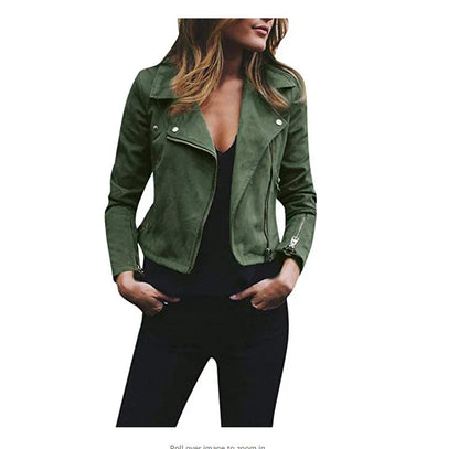 Veste courte pour femme avec fermeture éclair à manches longues